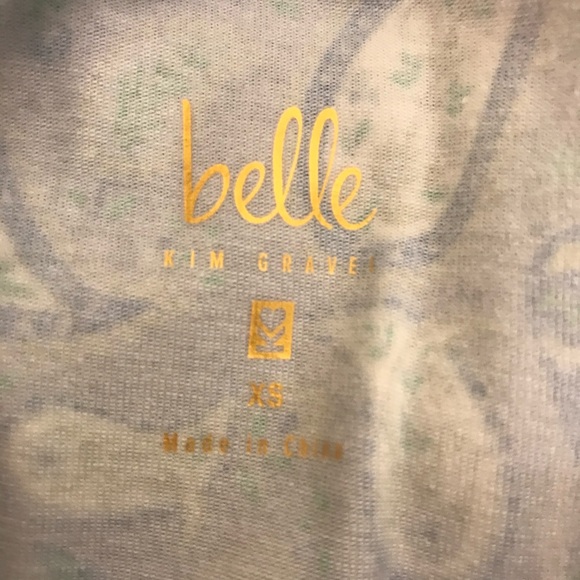 Belle by Kim Gravel TripleLuxe Knit Top Blue Paisley Tunic Keyhole Neck - Picture 10 of 12